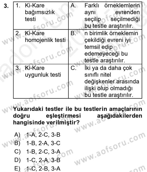 İstatistik 2 Dersi 2017 - 2018 Yılı (Final) Dönem Sonu Sınavı 3. Soru