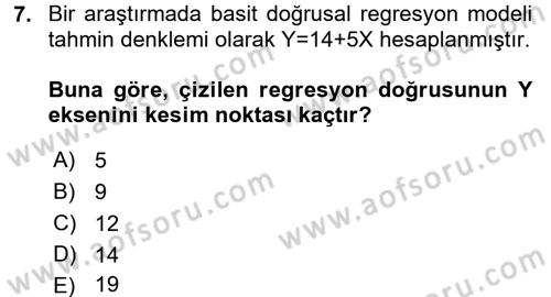 İstatistik 2 Dersi 2017 - 2018 Yılı (Final) Dönem Sonu Sınavı 7. Soru