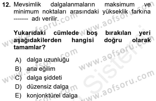 İstatistik 2 Dersi 2018 - 2019 Yılı (Final) Dönem Sonu Sınav Soruları 12. Soru