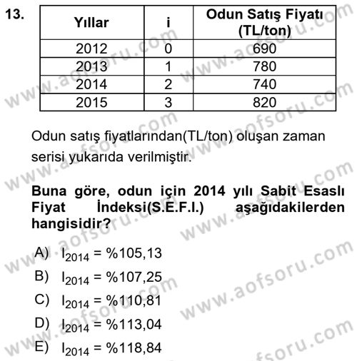 İstatistik 2 Dersi 2018 - 2019 Yılı (Final) Dönem Sonu Sınav Soruları 13. Soru