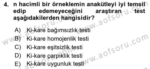 İstatistik 2 Dersi 2018 - 2019 Yılı (Final) Dönem Sonu Sınav Soruları 4. Soru