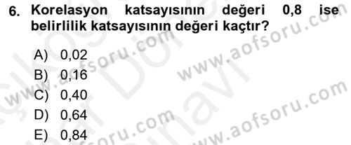 İstatistik 2 Dersi 2018 - 2019 Yılı (Final) Dönem Sonu Sınav Soruları 6. Soru