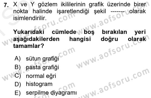 İstatistik 2 Dersi 2018 - 2019 Yılı (Final) Dönem Sonu Sınav Soruları 7. Soru