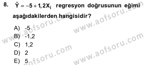 İstatistik 2 Dersi 2018 - 2019 Yılı (Final) Dönem Sonu Sınav Soruları 8. Soru
