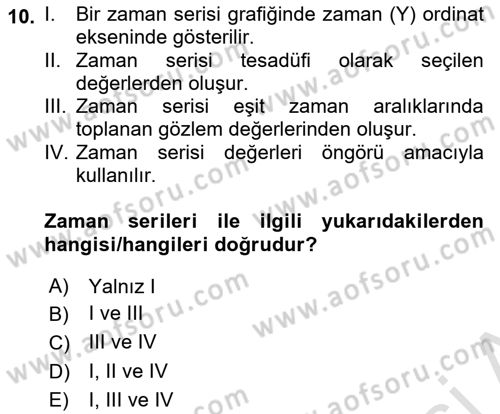 İstatistik 2 Dersi 2021 - 2022 Yılı Yaz Okulu Sınav Soruları 10. Soru