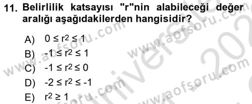 İstatistik 2 Dersi 2021 - 2022 Yılı Yaz Okulu Sınav Soruları 11. Soru
