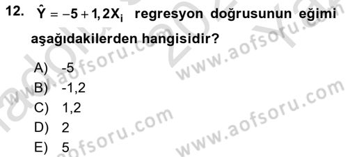 İstatistik 2 Dersi 2021 - 2022 Yılı Yaz Okulu Sınav Soruları 12. Soru