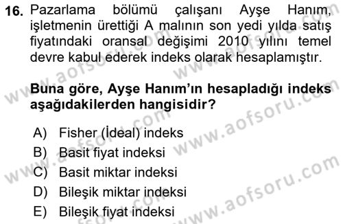 İstatistik 2 Dersi 2021 - 2022 Yılı Yaz Okulu Sınav Soruları 16. Soru
