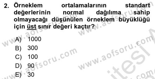 İstatistik 2 Dersi 2021 - 2022 Yılı Yaz Okulu Sınav Soruları 2. Soru
