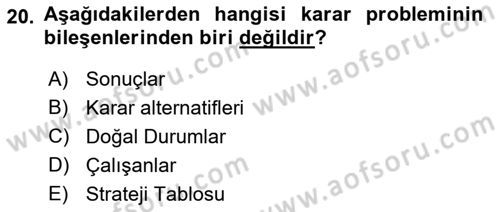 İstatistik 2 Dersi 2021 - 2022 Yılı Yaz Okulu Sınav Soruları 20. Soru
