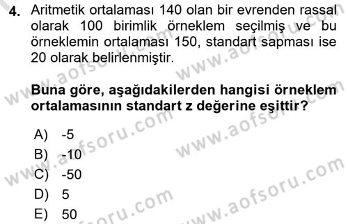 İstatistik 2 Dersi 2021 - 2022 Yılı Yaz Okulu Sınav Soruları 4. Soru
