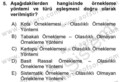 İstatistik 2 Dersi 2021 - 2022 Yılı Yaz Okulu Sınav Soruları 5. Soru
