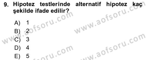 İstatistik 2 Dersi 2021 - 2022 Yılı Yaz Okulu Sınav Soruları 9. Soru