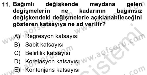 İstatistik 2 Dersi 2022 - 2023 Yılı Yaz Okulu Sınav Soruları 11. Soru