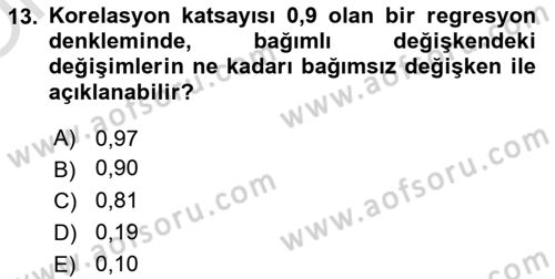 İstatistik 2 Dersi 2022 - 2023 Yılı Yaz Okulu Sınav Soruları 13. Soru