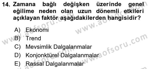 İstatistik 2 Dersi 2022 - 2023 Yılı Yaz Okulu Sınav Soruları 14. Soru