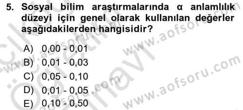 İstatistik 2 Dersi 2022 - 2023 Yılı Yaz Okulu Sınav Soruları 5. Soru