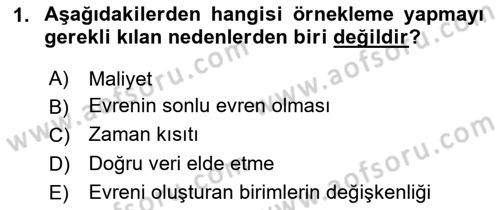 İstatistik 2 Dersi 2023 - 2024 Yılı (Vize) Ara Sınav Soruları 1. Soru