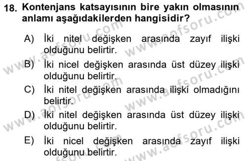 İstatistik 2 Dersi 2023 - 2024 Yılı (Vize) Ara Sınav Soruları 18. Soru