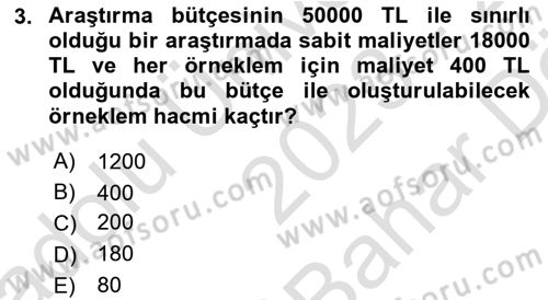 İstatistik 2 Dersi 2023 - 2024 Yılı (Vize) Ara Sınav Soruları 3. Soru