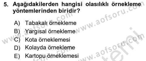 İstatistik 2 Dersi 2023 - 2024 Yılı (Vize) Ara Sınav Soruları 5. Soru