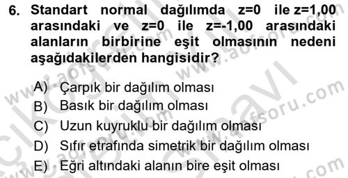 İstatistik 2 Dersi 2023 - 2024 Yılı (Vize) Ara Sınav Soruları 6. Soru
