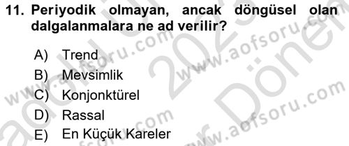 İstatistik 2 Dersi 2023 - 2024 Yılı (Final) Dönem Sonu Sınav Soruları 11. Soru
