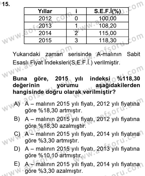 İstatistik 2 Dersi 2023 - 2024 Yılı (Final) Dönem Sonu Sınav Soruları 15. Soru