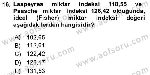 İstatistik 2 Dersi 2023 - 2024 Yılı (Final) Dönem Sonu Sınav Soruları 16. Soru