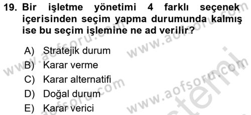 İstatistik 2 Dersi 2023 - 2024 Yılı (Final) Dönem Sonu Sınav Soruları 19. Soru