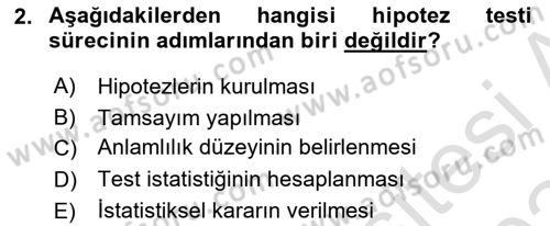 İstatistik 2 Dersi 2023 - 2024 Yılı (Final) Dönem Sonu Sınav Soruları 2. Soru