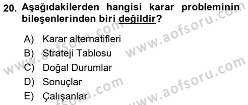 İstatistik 2 Dersi 2023 - 2024 Yılı (Final) Dönem Sonu Sınav Soruları 20. Soru