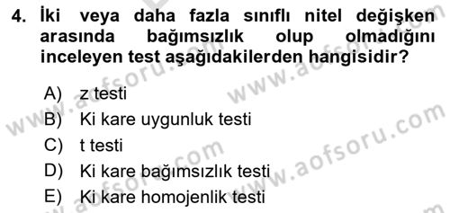İstatistik 2 Dersi 2023 - 2024 Yılı (Final) Dönem Sonu Sınav Soruları 4. Soru