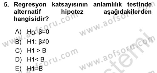 İstatistik 2 Dersi 2023 - 2024 Yılı (Final) Dönem Sonu Sınav Soruları 5. Soru