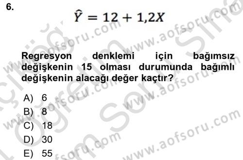 İstatistik 2 Dersi 2023 - 2024 Yılı (Final) Dönem Sonu Sınav Soruları 6. Soru
