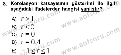 İstatistik 2 Dersi 2023 - 2024 Yılı (Final) Dönem Sonu Sınav Soruları 8. Soru