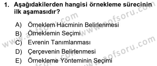 İstatistik 2 Dersi 2024 - 2025 Yılı (Vize) Ara Sınav Soruları 1. Soru