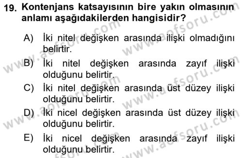 İstatistik 2 Dersi 2024 - 2025 Yılı (Vize) Ara Sınav Soruları 19. Soru