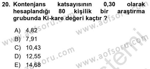 İstatistik 2 Dersi 2024 - 2025 Yılı (Vize) Ara Sınav Soruları 20. Soru
