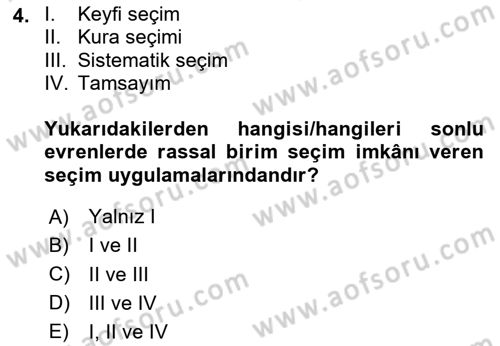 İstatistik 2 Dersi 2024 - 2025 Yılı (Vize) Ara Sınav Soruları 4. Soru