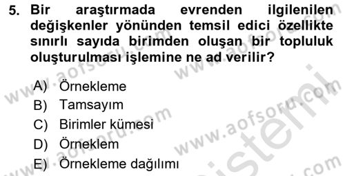 İstatistik 2 Dersi 2024 - 2025 Yılı (Vize) Ara Sınav Soruları 5. Soru