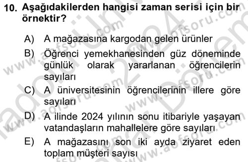 İstatistik 2 Dersi 2024 - 2025 Yılı (Final) Dönem Sonu Sınav Soruları 10. Soru