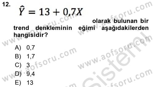 İstatistik 2 Dersi 2024 - 2025 Yılı (Final) Dönem Sonu Sınav Soruları 12. Soru