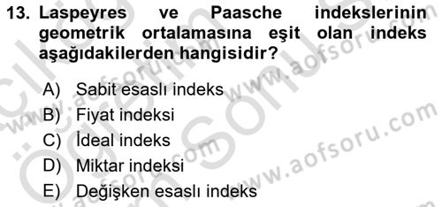 İstatistik 2 Dersi 2024 - 2025 Yılı (Final) Dönem Sonu Sınav Soruları 13. Soru