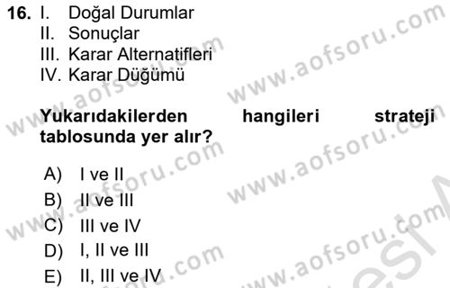 İstatistik 2 Dersi 2024 - 2025 Yılı (Final) Dönem Sonu Sınav Soruları 16. Soru