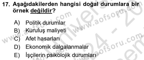 İstatistik 2 Dersi 2024 - 2025 Yılı (Final) Dönem Sonu Sınav Soruları 17. Soru