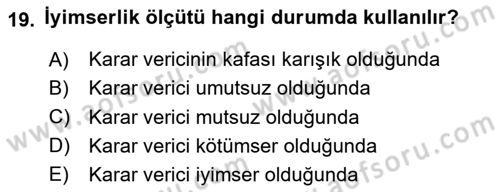 İstatistik 2 Dersi 2024 - 2025 Yılı (Final) Dönem Sonu Sınav Soruları 19. Soru