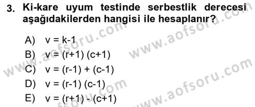 İstatistik 2 Dersi 2024 - 2025 Yılı (Final) Dönem Sonu Sınav Soruları 3. Soru