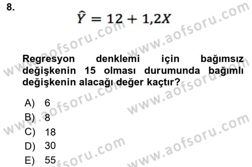 İstatistik 2 Dersi 2024 - 2025 Yılı (Final) Dönem Sonu Sınav Soruları 8. Soru