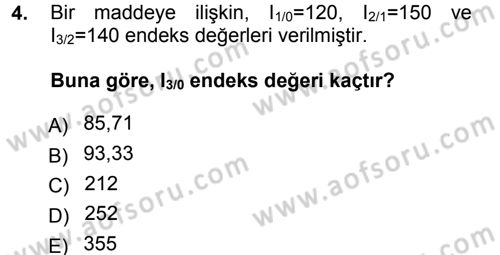 İstatistik Dersi 2012 - 2013 Yılı (Final) Dönem Sonu Sınav Soruları 4. Soru